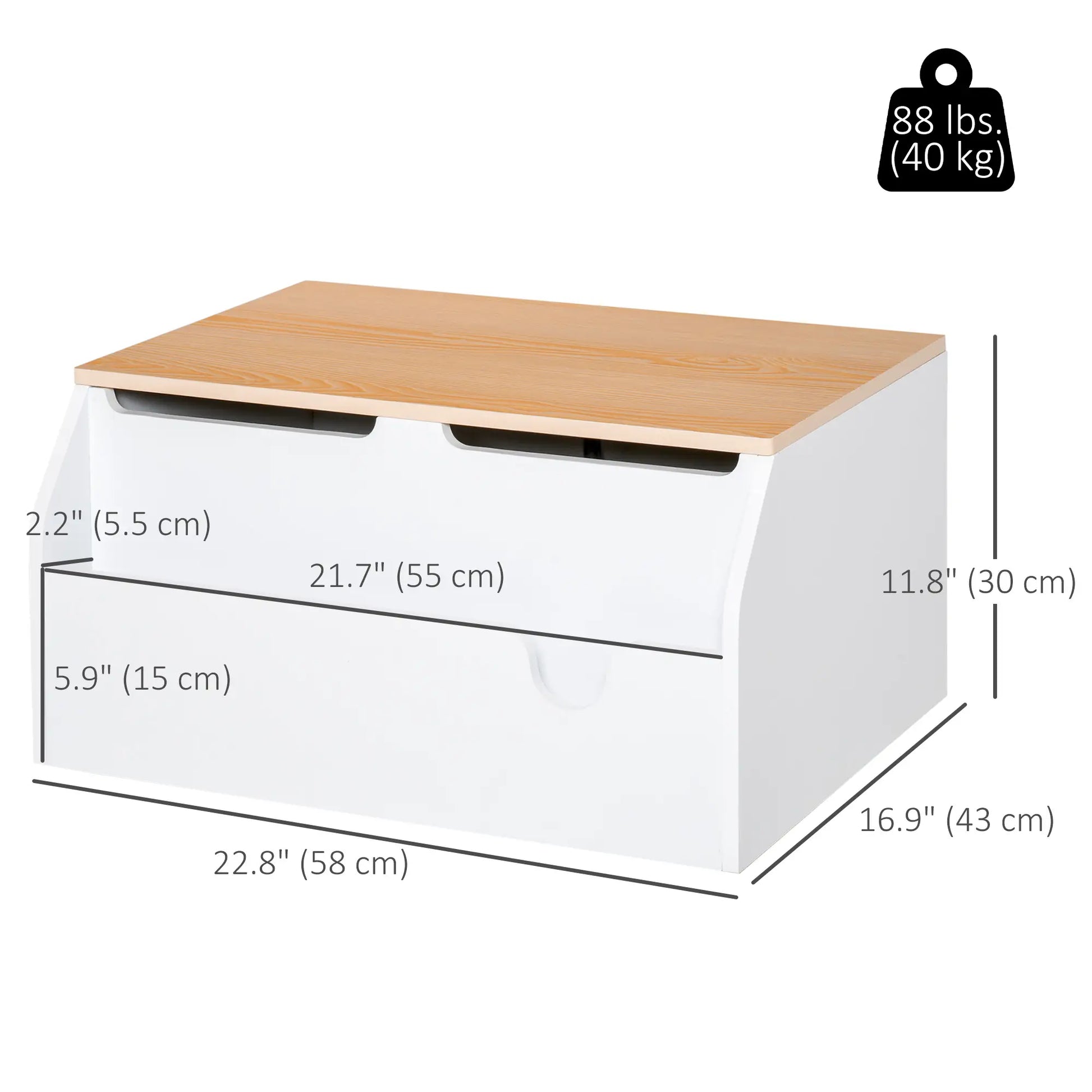 Wooden Kids Toy Box with Lid, Storage Organizer, Safety Hinge, White Baby & Kids Storage at Gallery Canada