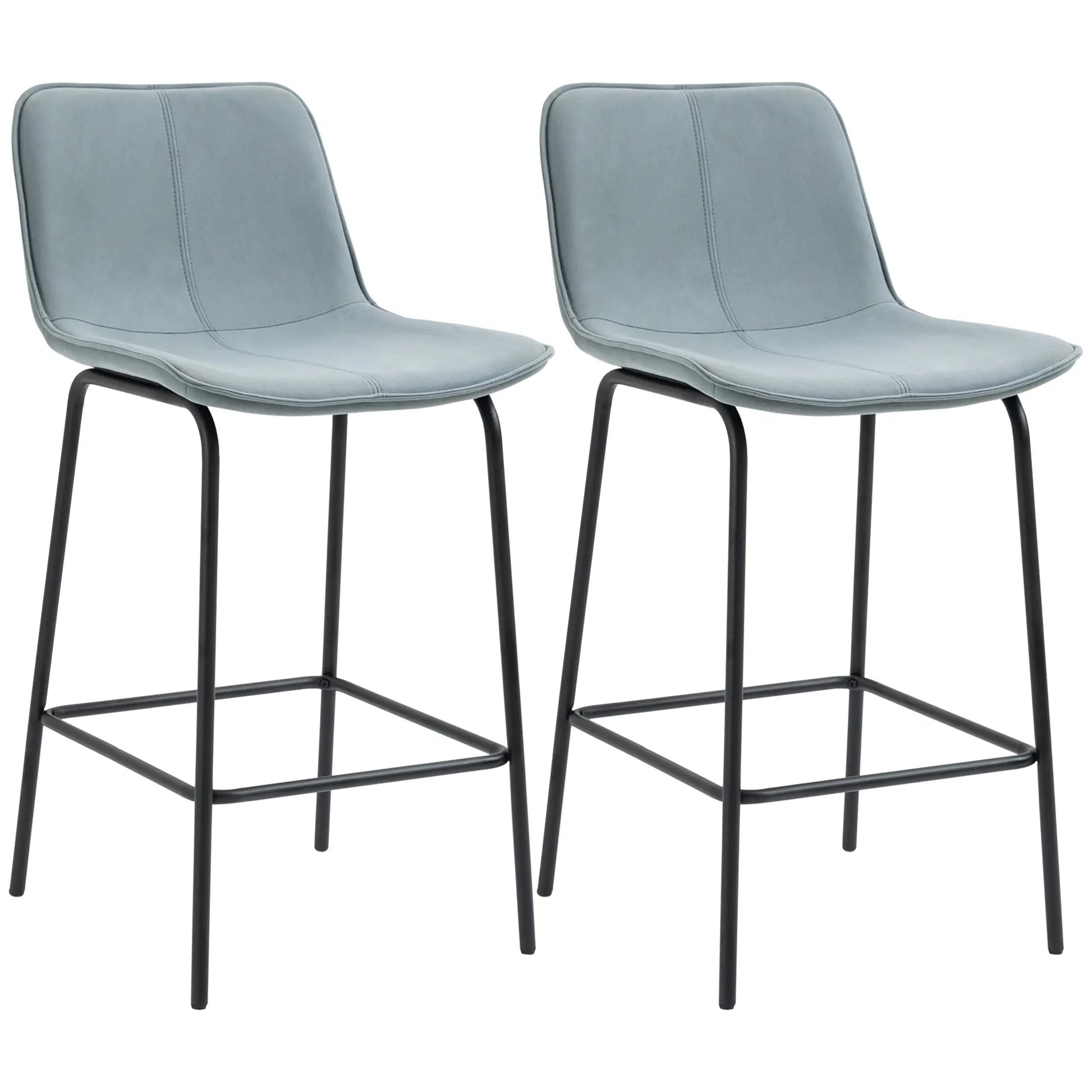 Bar Stools Set of 2, Upholstered Counter Height Bar Chairs, Kitchen Stools with Steel Legs Bar Stools at Gallery Canada
