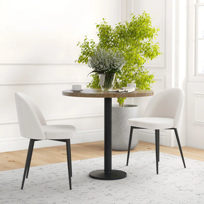 Set of 2 Mid-Back Dining Chairs, Velvet Upholstery, Cream White Dining Chairs at Gallery Canada