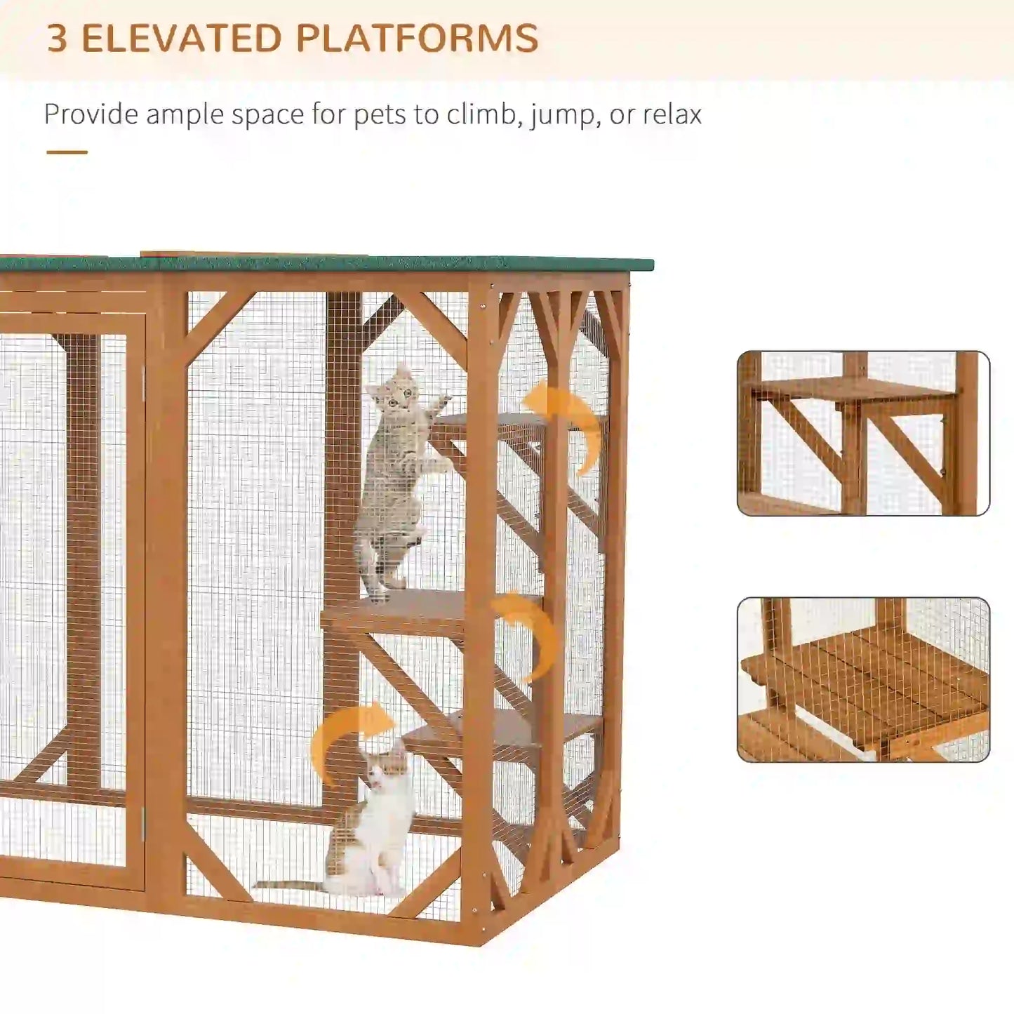 Indoor Outdoor Cat Cage, Pet House for Rabbit Kitten, Small Animal Hutch with Waterproof Roof, Multi-Level Platforms, Lock, Orange Outdoor Cat Enclosures at Gallery Canada