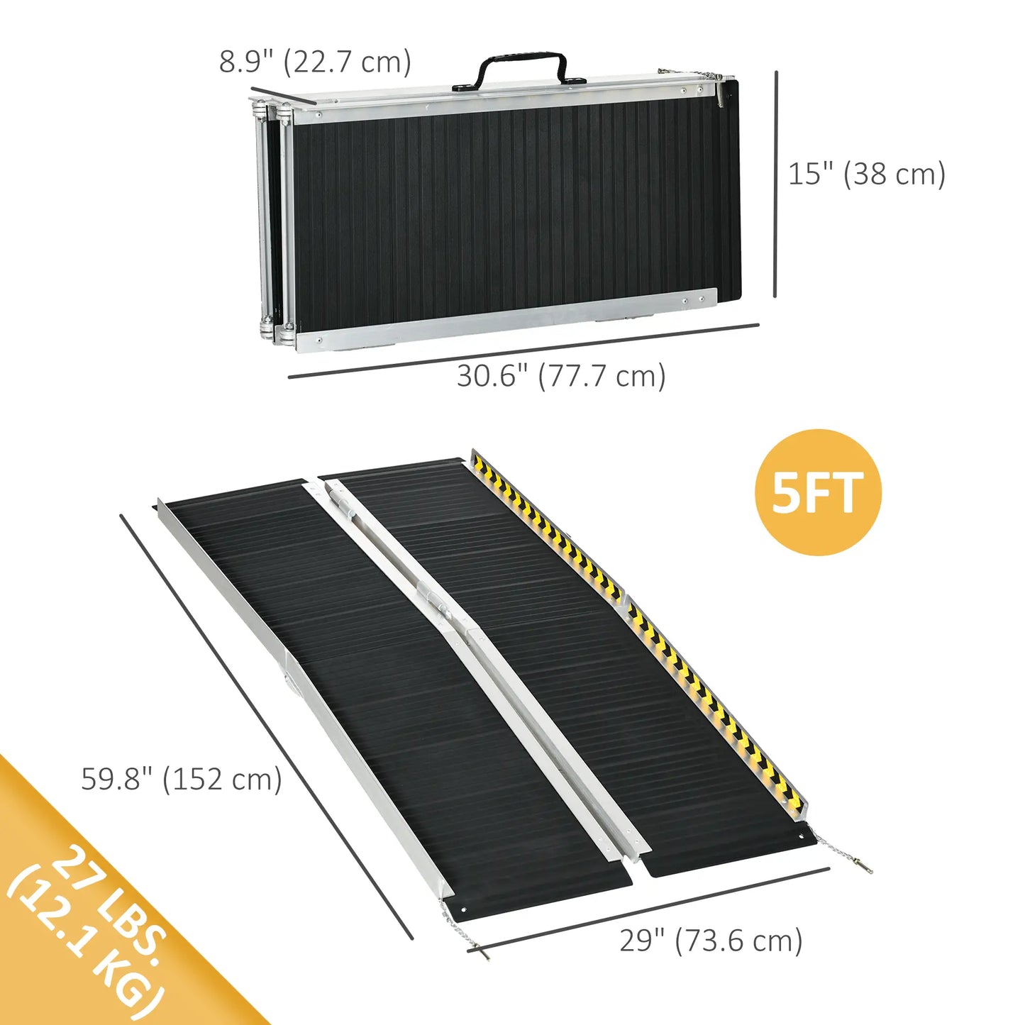 5ft Wheelchair Ramp, Non-Skid PVC, Foldable Aluminium Knee Walker & Wheelchair Ramps at Gallery Canada