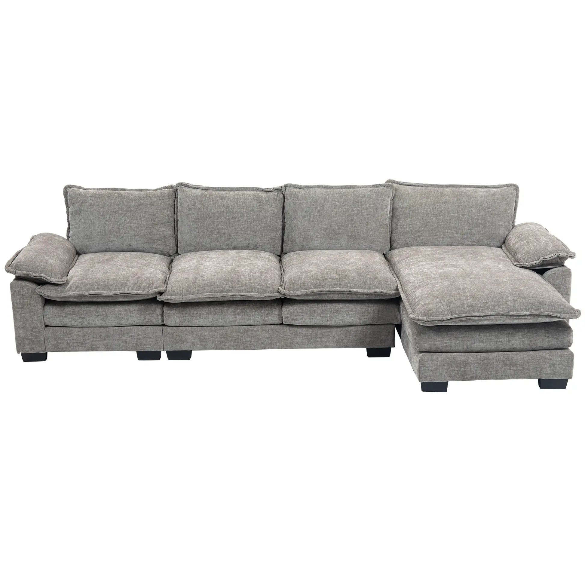 Chenille L-Shaped Sofa with Chaise Lounge, Double-Layer Seat Cushion, Grey Sofas & Reclining Chairs at Gallery Canada