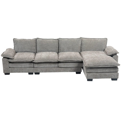 Chenille L-Shaped Sofa with Chaise Lounge, Double-Layer Seat Cushion, Grey Sofas & Reclining Chairs at Gallery Canada