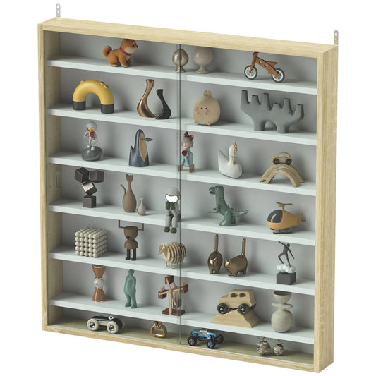 7-Tier Display Cabinet, Glass Curio Cabinet, Oak And White, White Display Bookshelves Oak and White at Gallery Canada