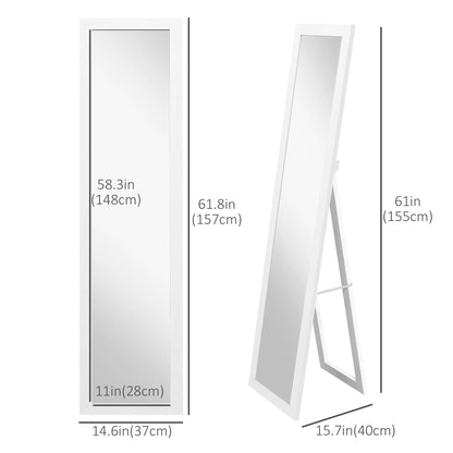 15" x 62" Full Length Mirror, Free Standing, White Full Length Mirrors at Gallery Canada