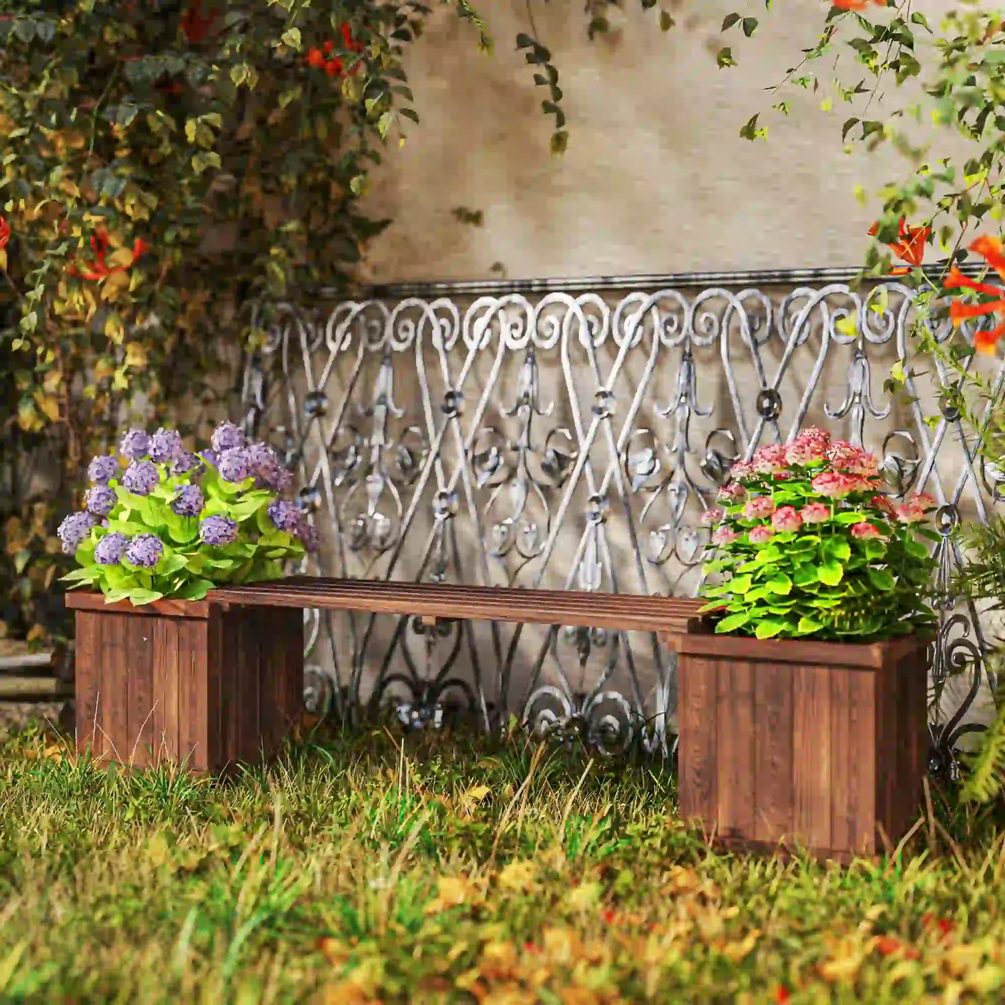 Raised Garden Bed Bench Planter, 69.25