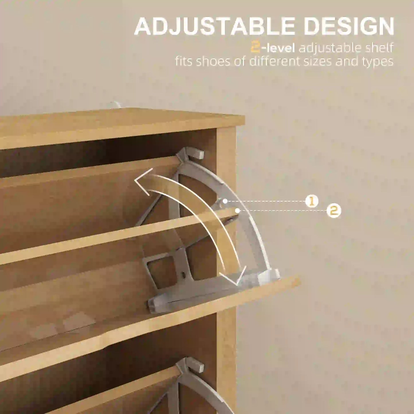 Shoe Storage Cabinet, 3 Flip Drawers, Adjustable Shelves, 18 Pairs, Natural Wood Shoe Storage Cabinets & Racks at Gallery Canada