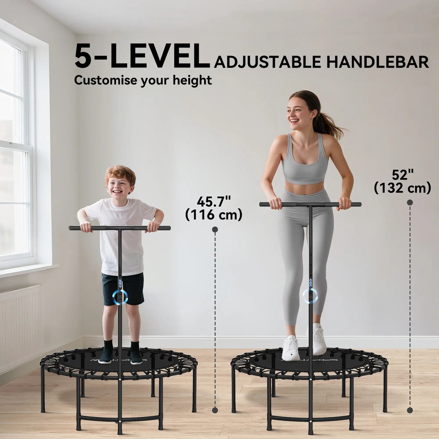 40" Foldable Rebounder Trampoline, Quiet Bungee, Black Trampolines at Gallery Canada