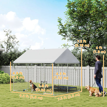 Heavy Duty Galvanized Steel Dog Kennel, Waterproof Roof, Lockable Latch, 9.2' x 7.5' x 7.2' Houses, Kennels & Pens at Gallery Canada