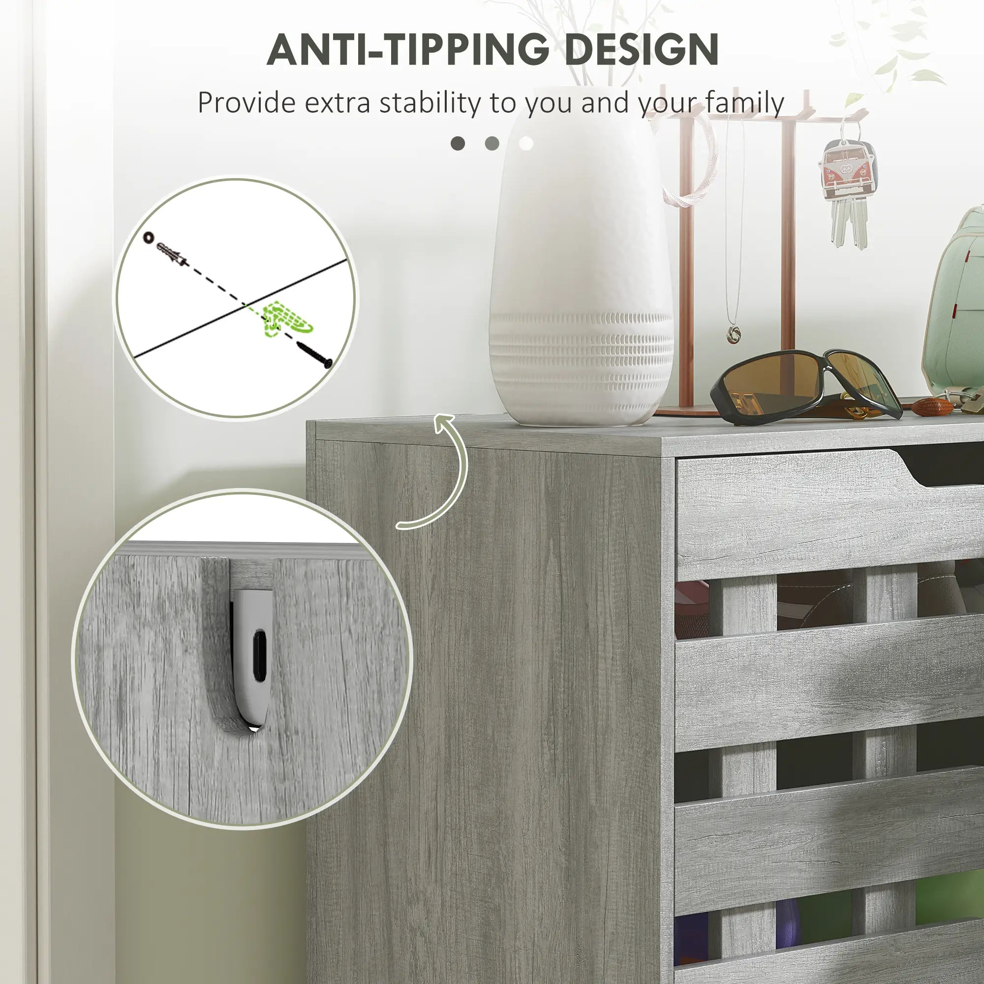 21 Pair Shoe Cabinet, 5-Tier Double Door, Light Grey Shoe Storage Cabinets & Racks at Gallery Canada