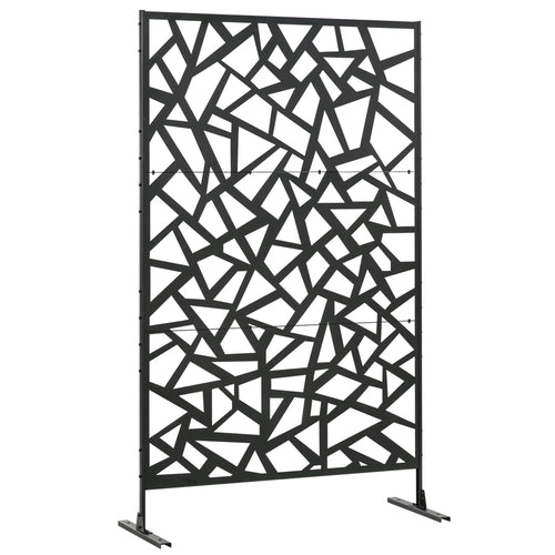 Garden Privacy Screen, Outdoor Metal Divider, Irregular Fence Style, Black