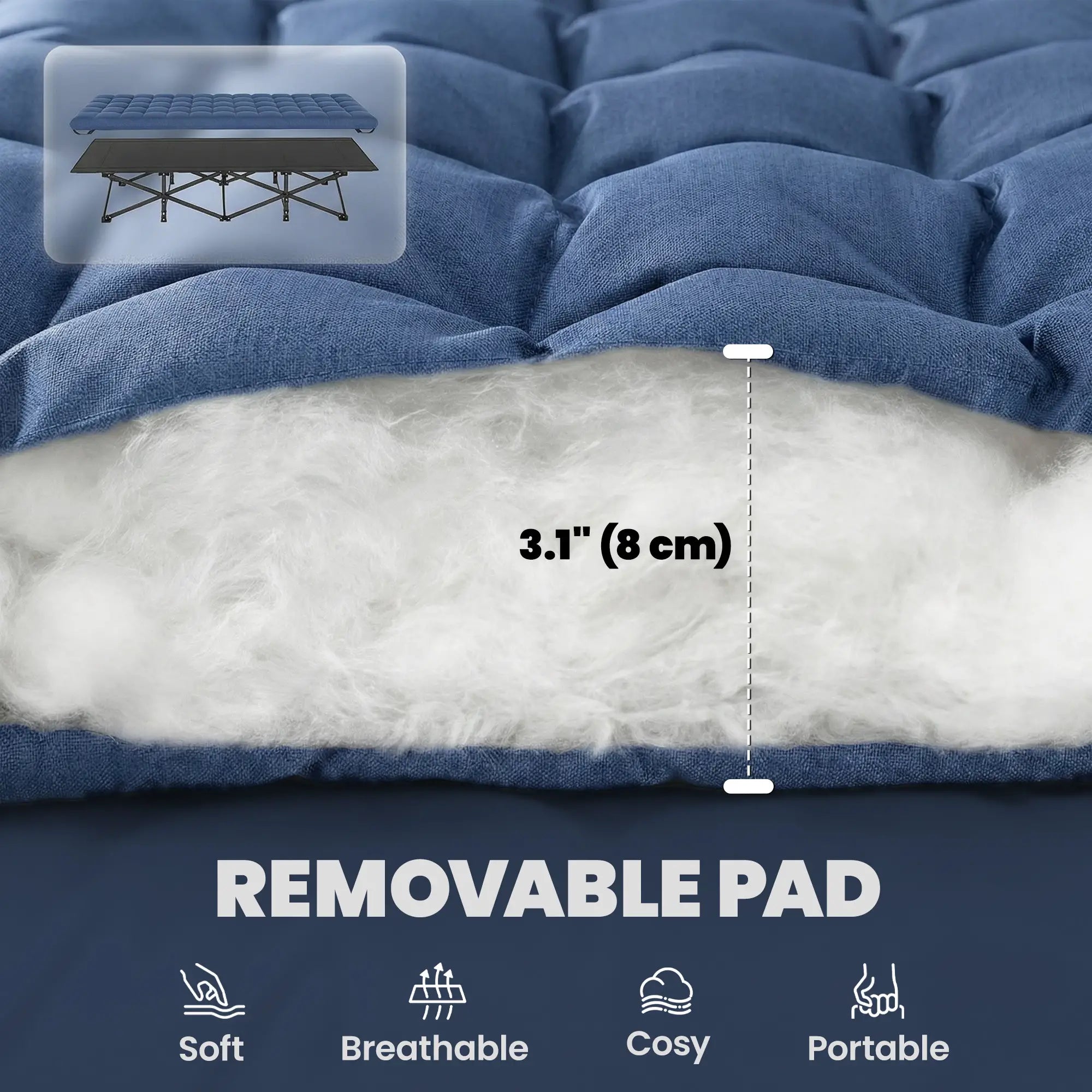 Set Of 2 Camping Cots With Soft Pad, 32