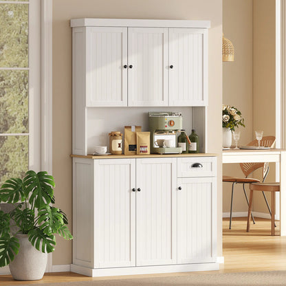 71 Kitchen Pantry Buffet, Hutch Storage Cabinet, Microwave Stand, Oak, White Kitchen Pantry Cabinets at Gallery Canada
