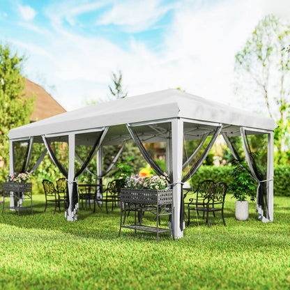 10' x 20' Pop Up Canopy Tent Gazebo, Removable Mesh Sidewall, White Pop Up Canopies at Gallery Canada