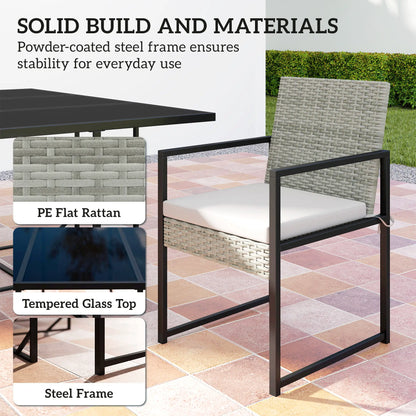 Wicker Patio Dining Set, 6 Armchairs, 4 Stools, Light Grey Outdoor Dining Sets at Gallery Canada