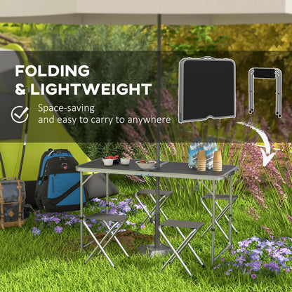 Folding Picnic Table With Chairs, 47.2" L x 23.6" W x 21.7"-27.6" H, Black Picnic Tables & Camping Chairs at Gallery Canada