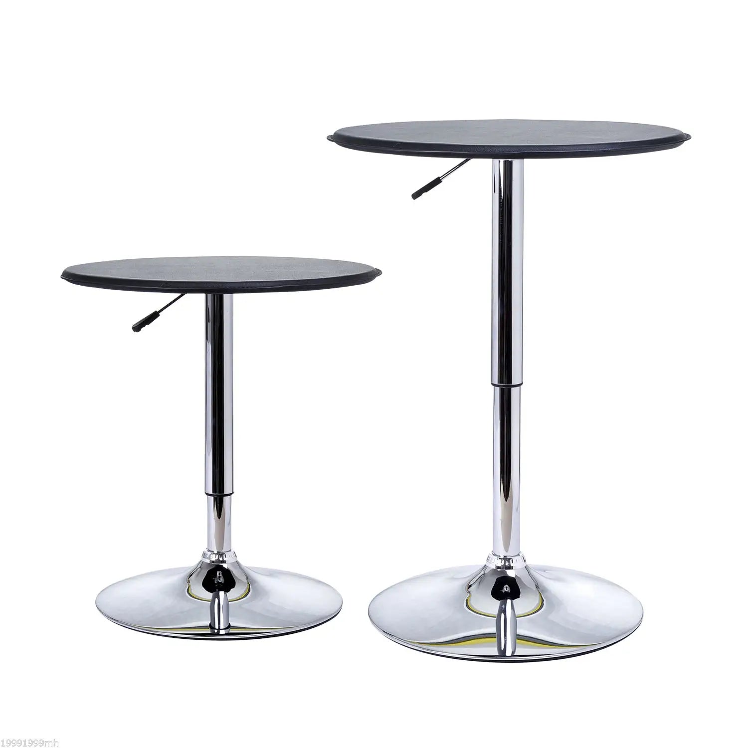 Round Bar Table, Adjustable Height, Faux Leather Top, Chrome Base, Black Bar Tables & Dining Tables at Gallery Canada