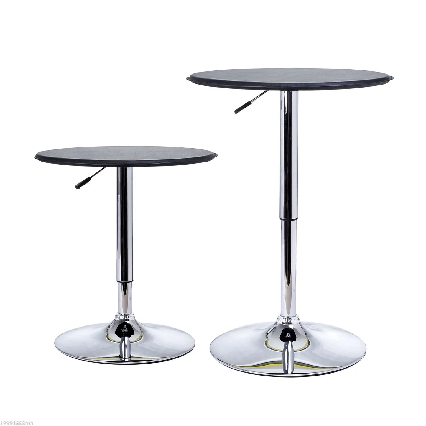 Round Bar Table, Adjustable Height, Faux Leather Top, Chrome Base, Black Bar Tables & Dining Tables at Gallery Canada