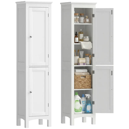 Tall Bathroom Cabinet, Freestanding Storage Organizer, 15" x 13" x 63", White Bathroom Cabinets at Gallery Canada