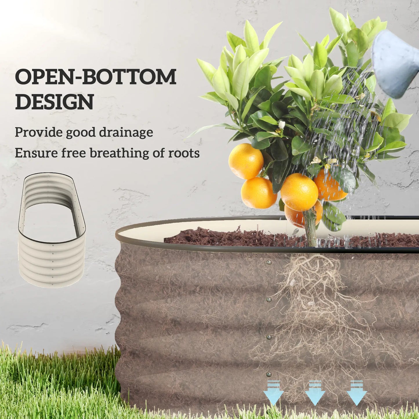 6.5 x 2 x 1.5 FT Galvanized Steel Raised Garden Bed, Cream White Galvanized Planter Boxes at Gallery Canada