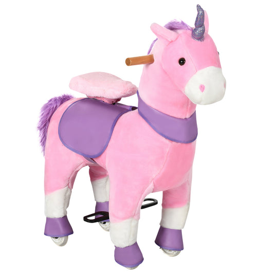 Ride On Unicorn Walking Horse Mechanical Pony Toy with Wheels Gift for 3-6 Years Girls Boys Pink at Gallery Canada