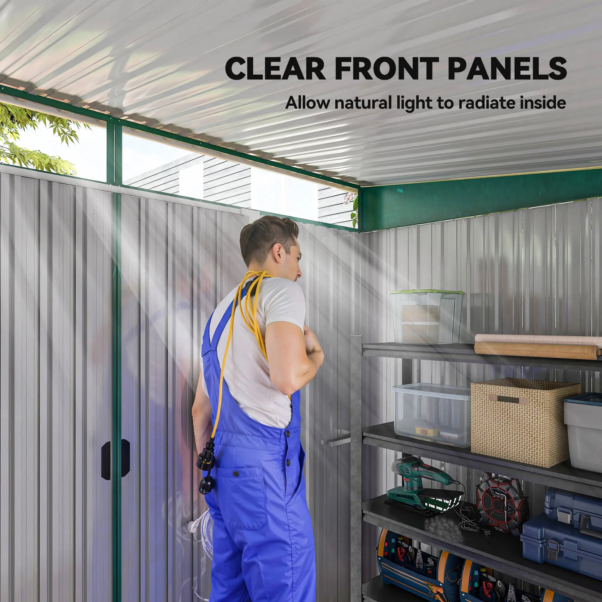 6' x 8.5' Metal Garden Shed, Outdoor Tool Storage, Dark Green Sheds at Gallery Canada