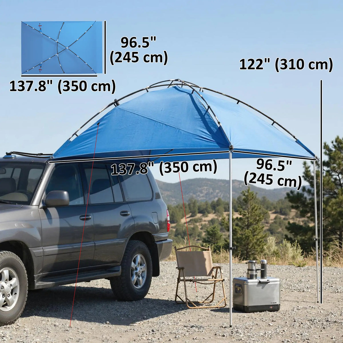 SUV Car Awning Camping Tent, 3000mm Waterproof, Light Blue Camping Tents at Gallery Canada