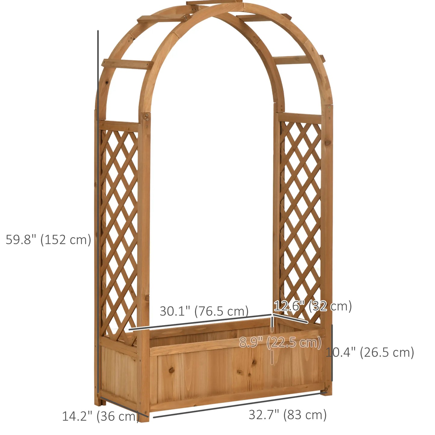 Raised Garden Bed with Arch Trellis, Outdoor Planter Box for Vine Plants, Brown Raised Garden Beds at Gallery Canada
