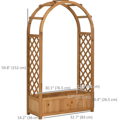 Raised Garden Bed with Arch Trellis, Outdoor Planter Box for Vine Plants, Brown Raised Garden Beds at Gallery Canada