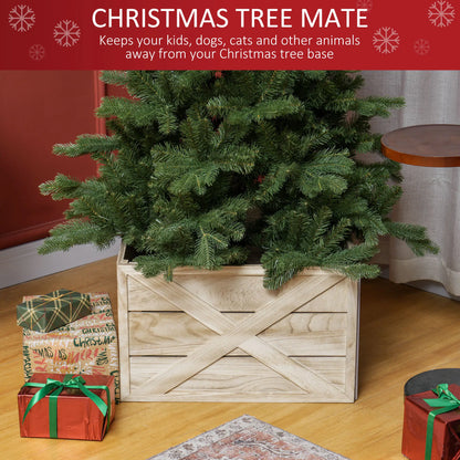 24" Farmhouse Christmas Tree Cover, Wood Collar Box, Light Distressed Finish Christmas Trees at Gallery Canada