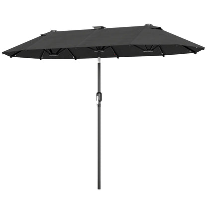 10ft Double-Sided Patio Umbrella, 35 LED Lights, 12 Ribs, Dark Grey Double-sided Umbrellas at Gallery Canada