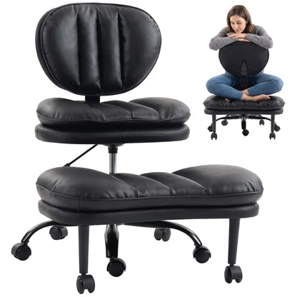 Ergonomic Cross Legged Office Chair, Swivel Meditation Desk Chair, Black