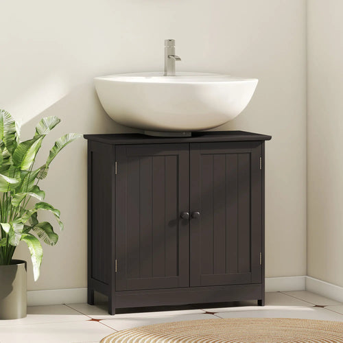 Under Sink Bathroom Cabinet, 2 Doors with Shelf, Coffee