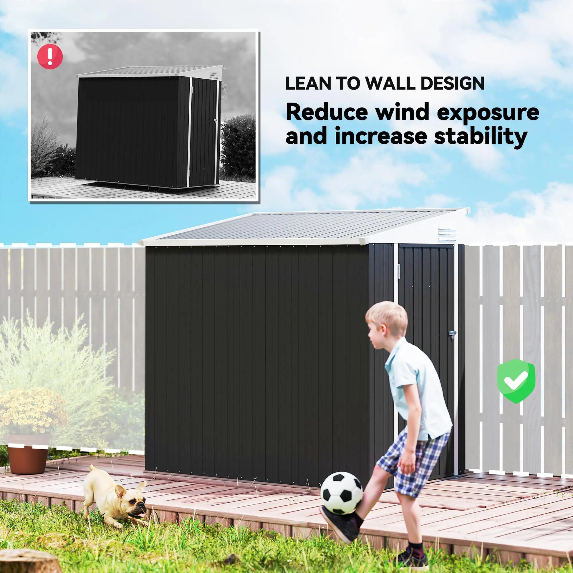 4' x 6' Outdoor Metal Storage Shed, Lockable Door, Dark Grey Sheds at Gallery Canada