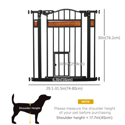 29.1''-31.5'' Wide Dog Gate with Cat Door, Auto Close, Double Lock, Black Houses, Kennels & Pens at Gallery Canada