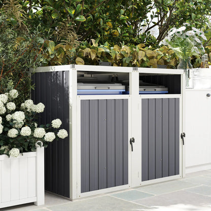 Double Garbage Bin Shed, Lockable Outdoor Storage, Dark Grey Sheds at Gallery Canada