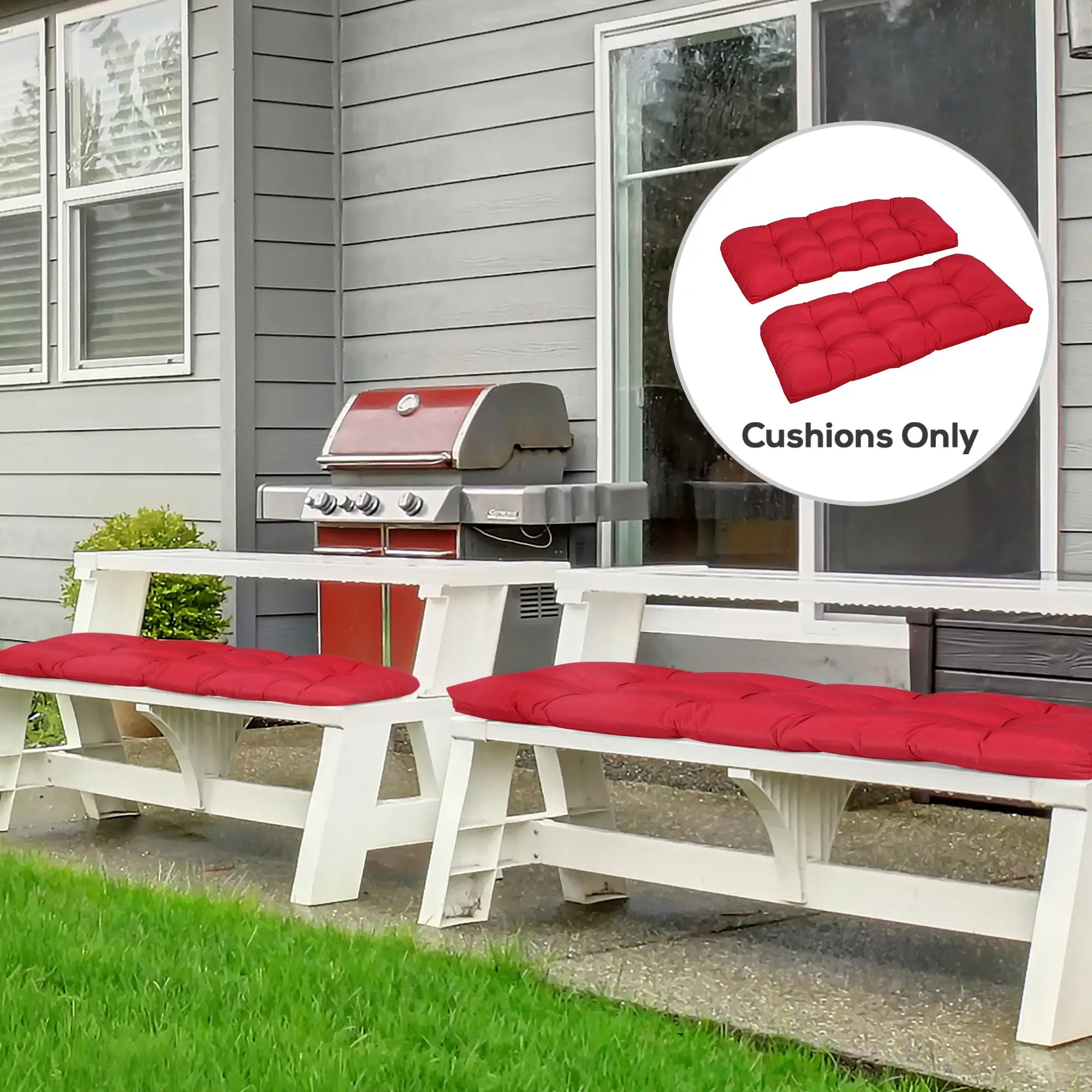 Patio Bench Replacement Cushions, 2 Seater, 43