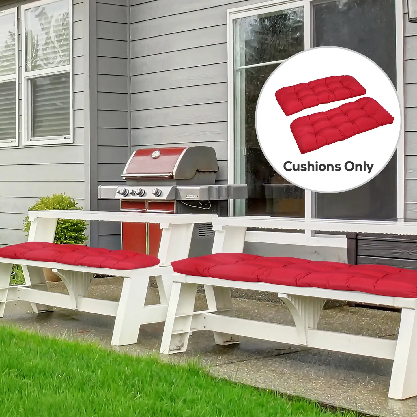 Patio Bench Replacement Cushions, 2 Seater, 43" x 19" x 3", Wine Red Patio Chair Cushions at Gallery Canada