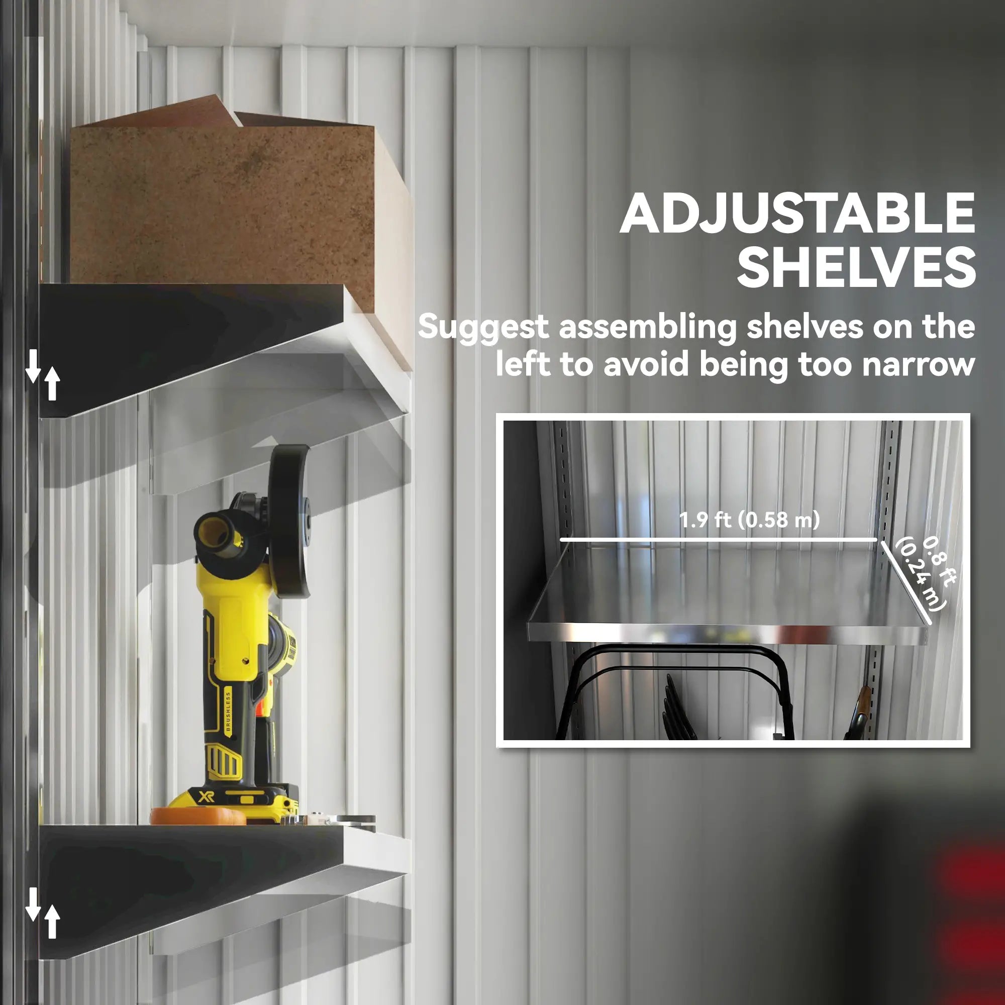 Outdoor Storage Shed, Steel Lean-To, Adjustable Shelf, 5'x3'x6', Dark Grey Sheds at Gallery Canada