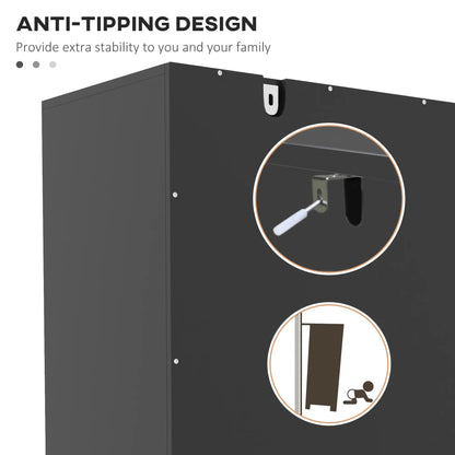 21 Pair Shoe Cabinet, 5-Tier Double Door, 5-Tier Open Shelves, Black Shoe Storage Cabinets & Racks at Gallery Canada