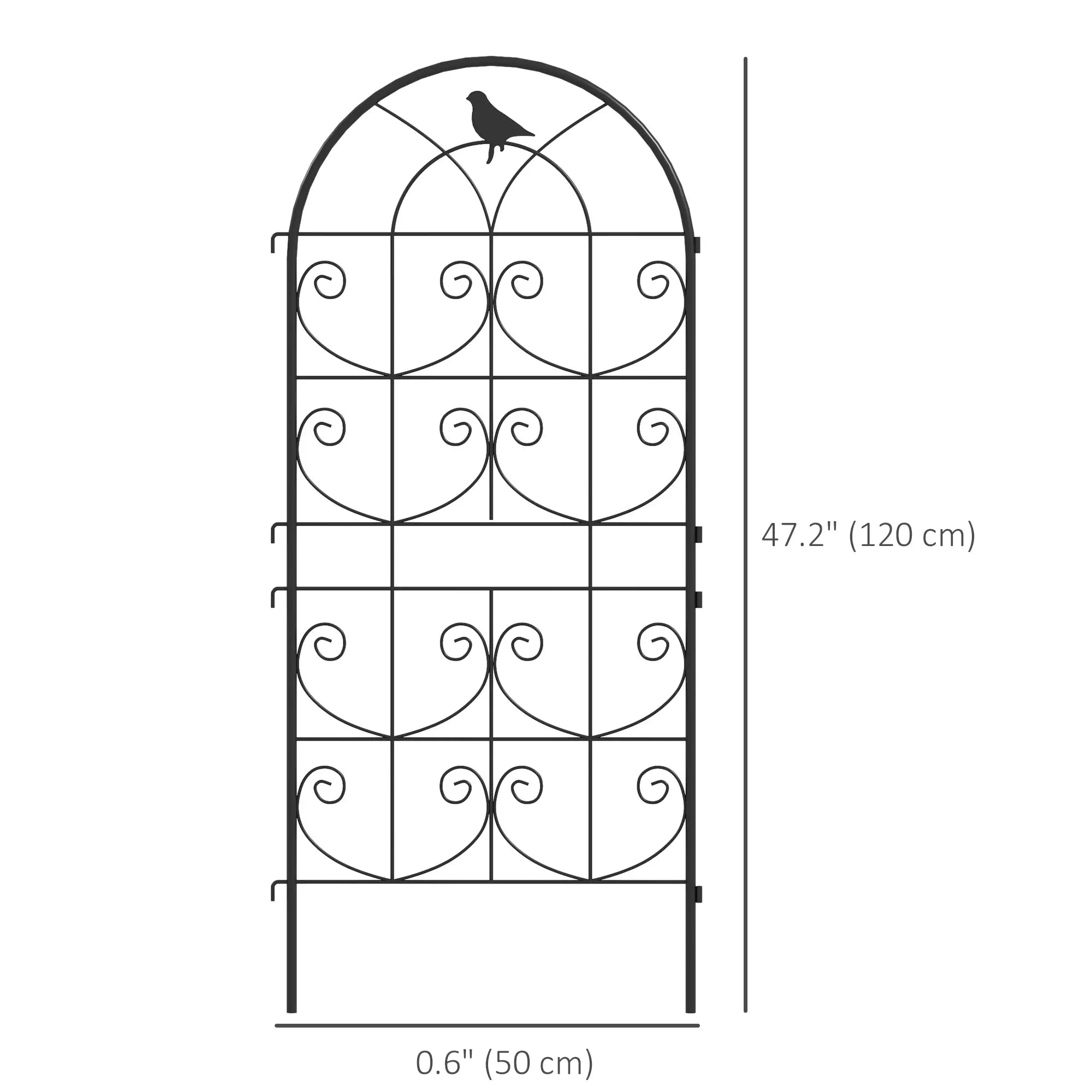 Metal Garden Trellis Set, Bird Design, 19.7