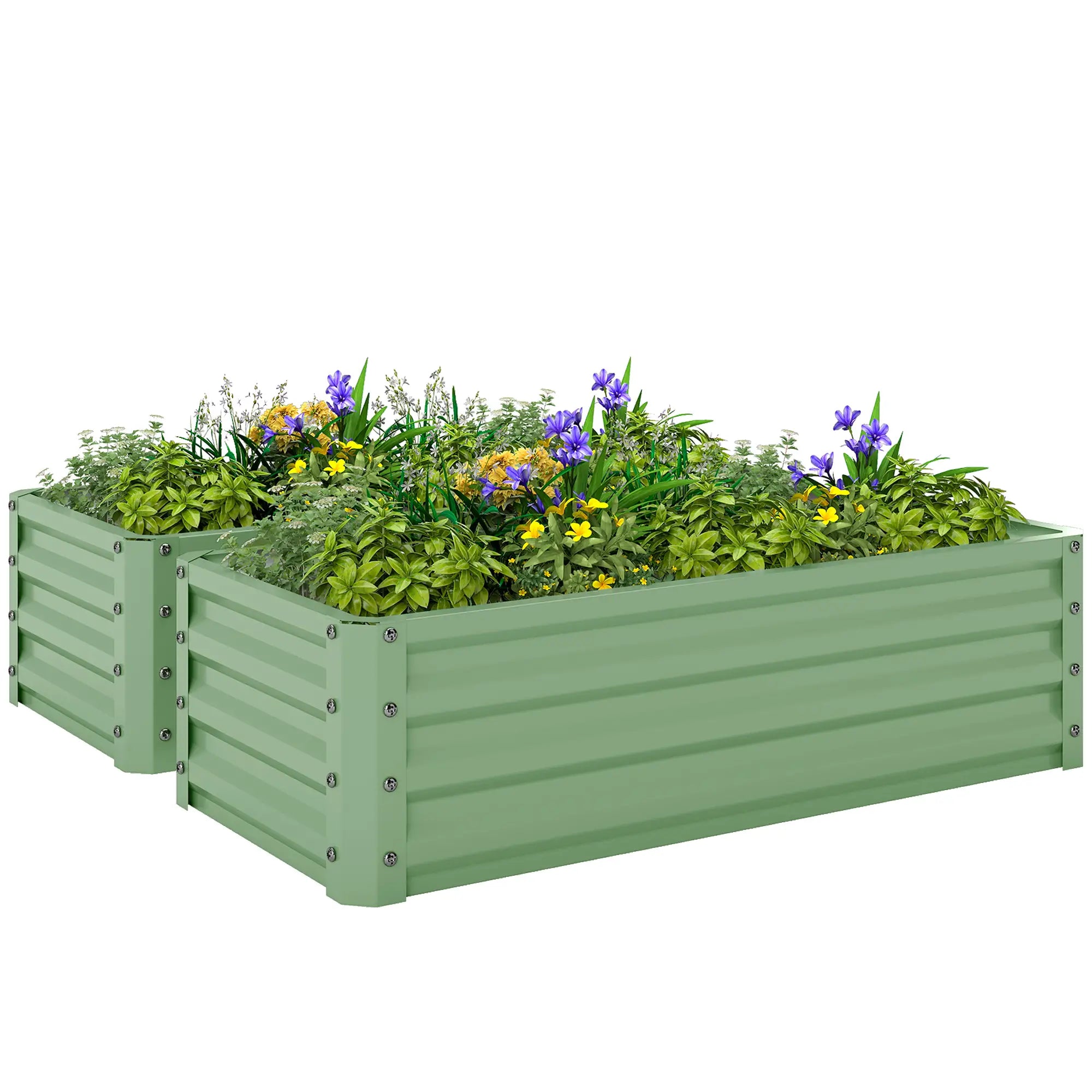 Galvanized Raised Garden Beds, Outdoor Planter Box Set, Light Green Galvanized Planter Boxes at Gallery Canada