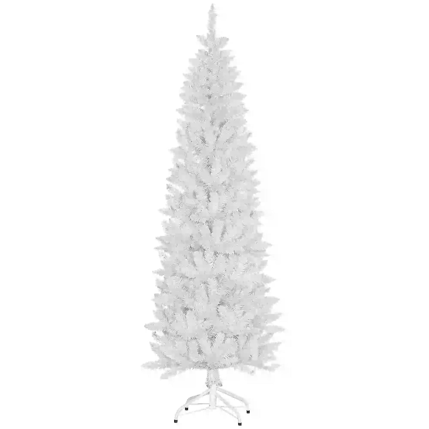 7ft Pencil Artificial Christmas Tree, 687 Branch Tips, Steel Base, White Pencil Christmas Trees White at Gallery Canada