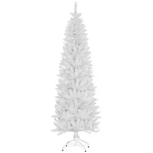 7ft Pencil Artificial Christmas Tree, 687 Branch Tips, Steel Base, White