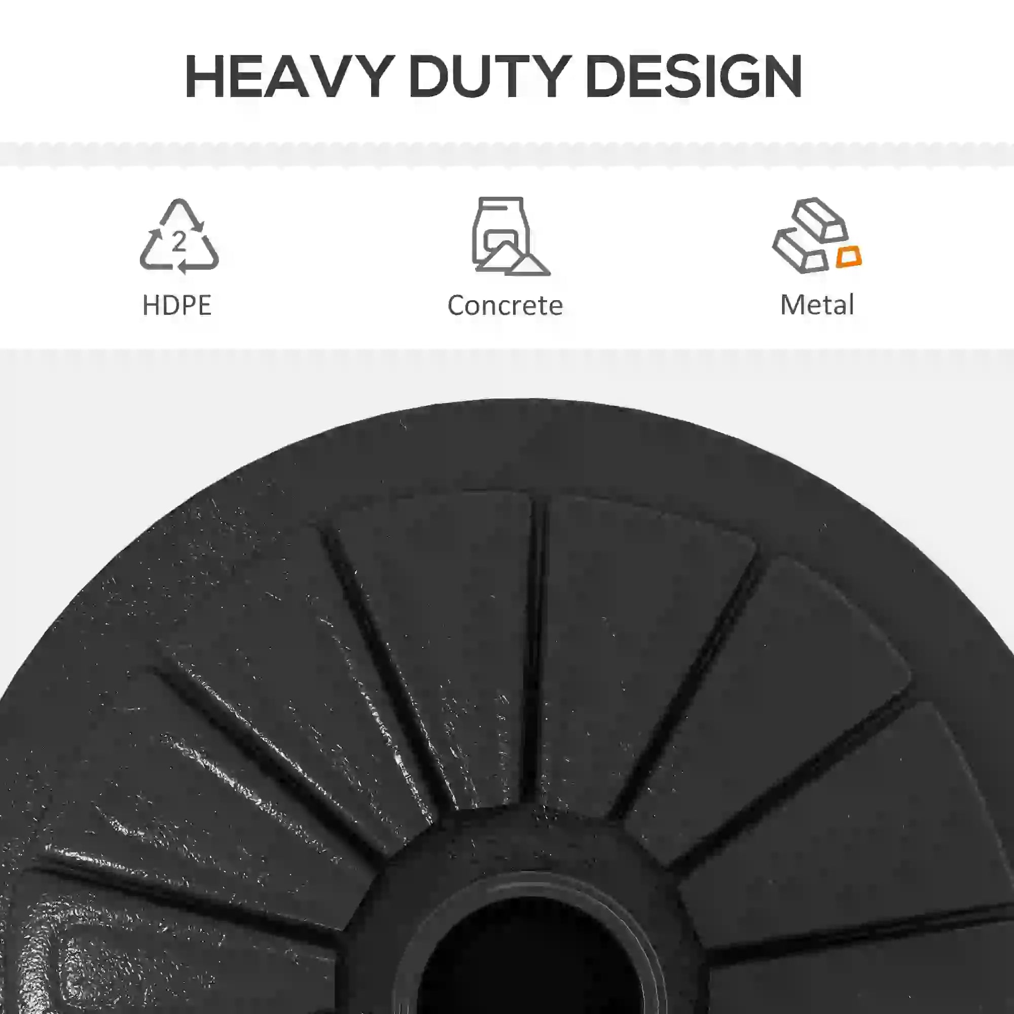 Heavy Duty Concrete Umbrella Base, Steel Pole, Round Parasol Stand, Black Umbrella Bases at Gallery Canada