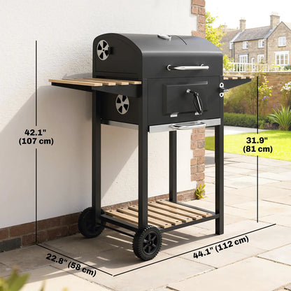 20" Charcoal BBQ Grill On Wheels, Adjustable Pan, Thermometer, Charcoal Charcoal BBQ Grils at Gallery Canada
