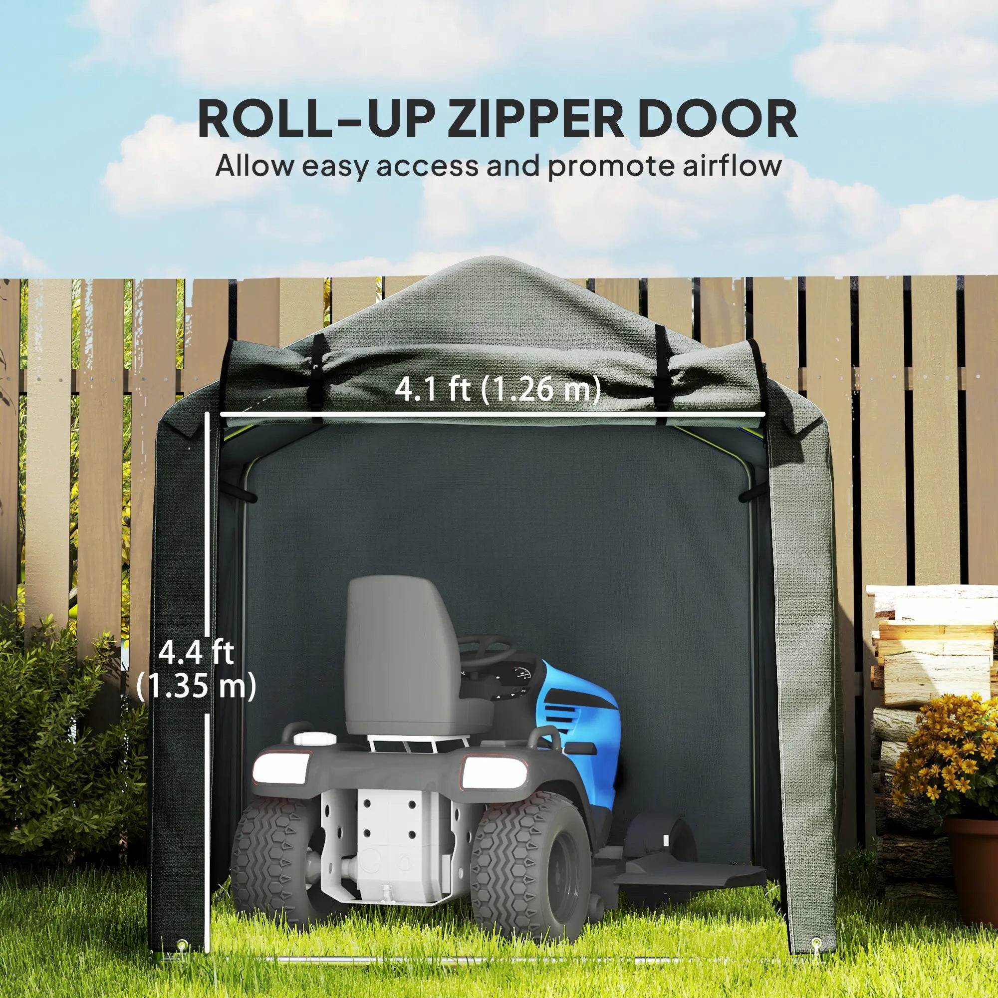 Outdoor Storage Shed, UV Resistant Bike Tent, Roll-up Zipper Door, Dark Grey Sheds at Gallery Canada