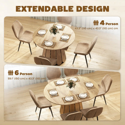 Extendable Round To Oval Dining Table With Storage Shelf, Natural Dining Tables at Gallery Canada