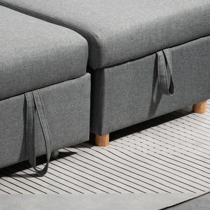 83" Sofa Bed, L Shaped Sectional with Storage Chaise, Light Grey