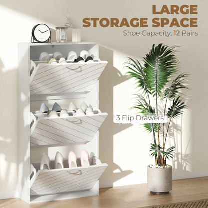 Meuble de rangement pour chaussures avec 3 tiroirs à rabat, blanc